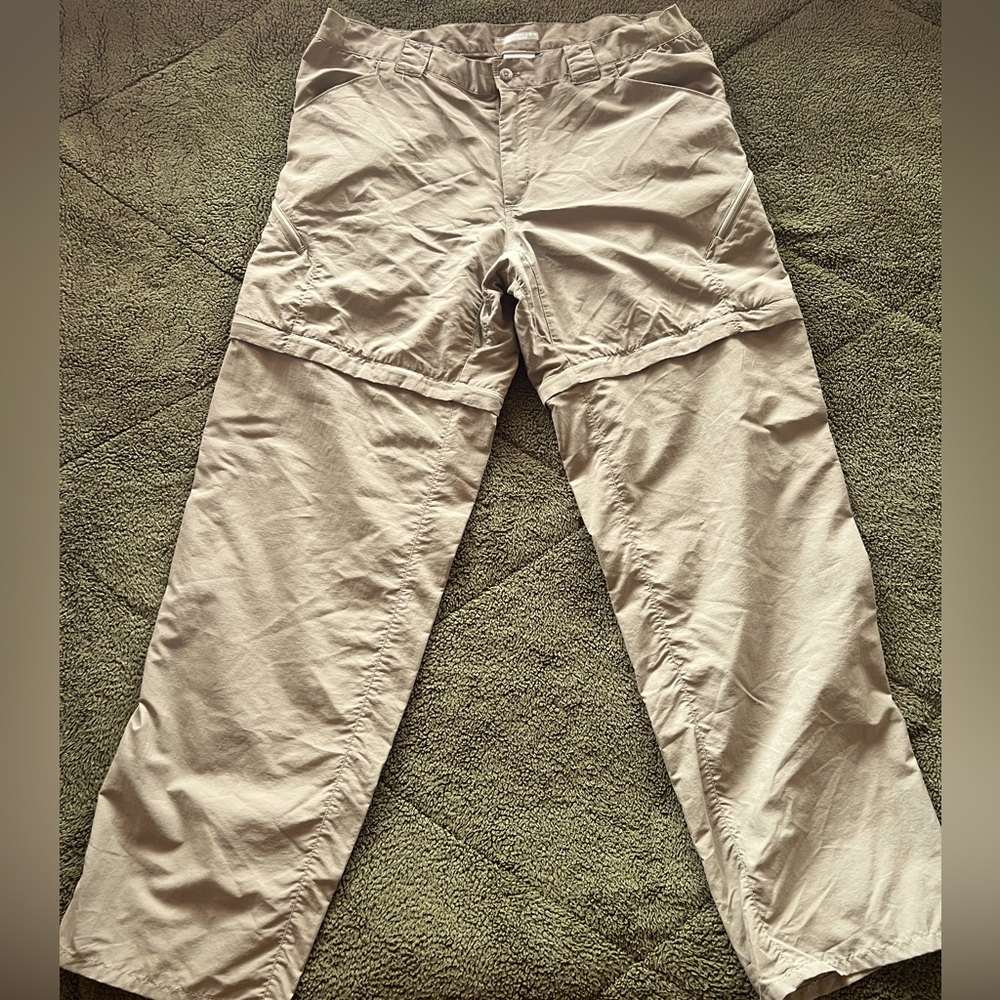 Columbia Convertible Zip Off Pants Men’s L Omni Shade Green Hiking/Fishing